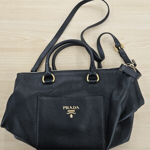 Prada Black Leather Satchel with Gold Hardware